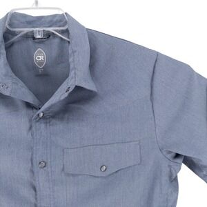 Club Ride Men's Medium Blue Short Sleeve Snap Cycling Shirt Performance Vented